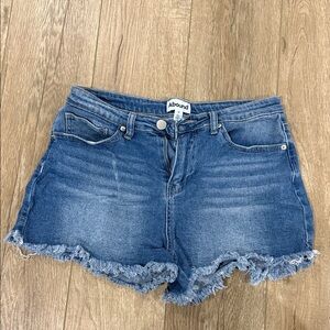 Abound Women's Frayed Hem Blue Jean Shorts